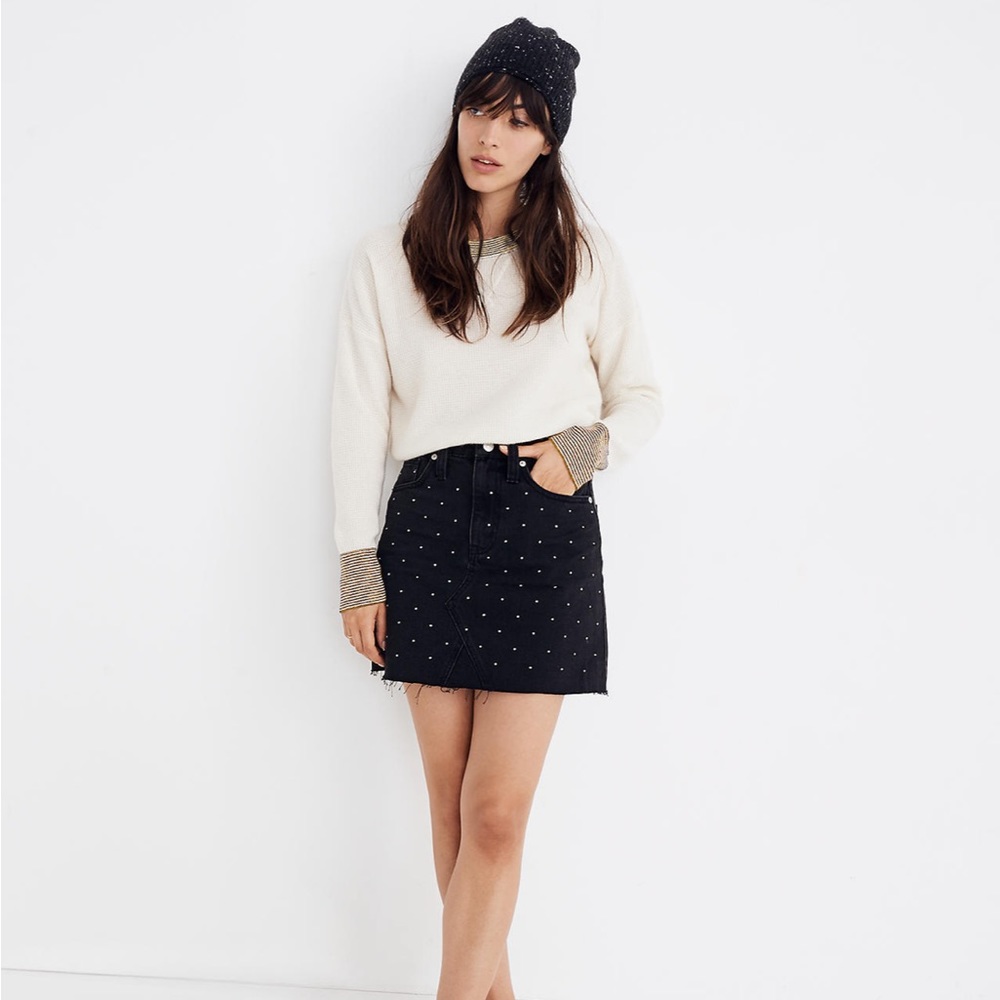 Madewell black metallic dot denim mini skirt - Picture 7 of 11